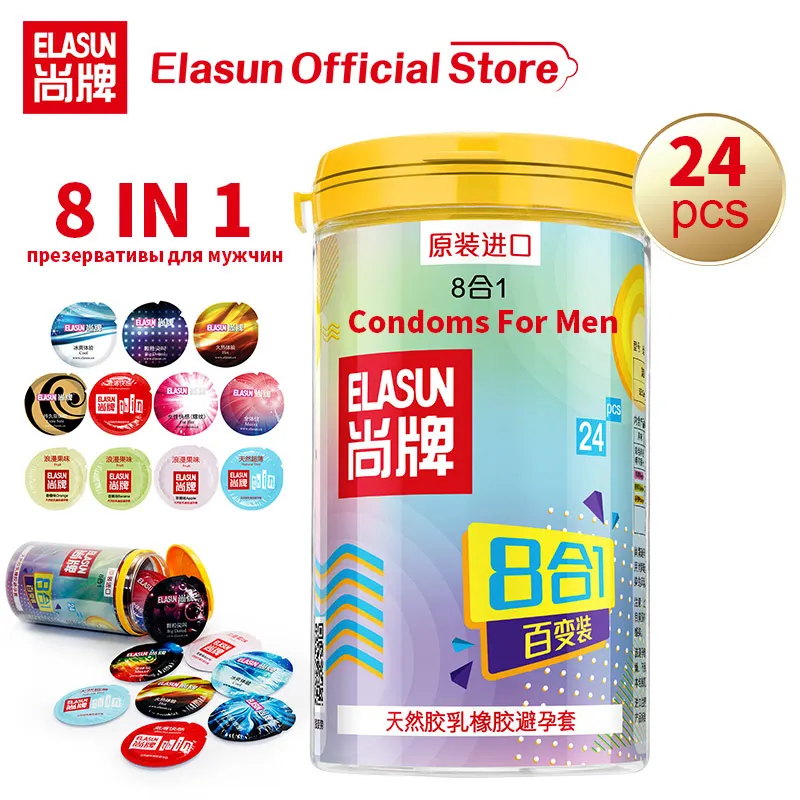 Elasun Condoms for Men Ultra Thin Natural Latex Cock Penis Sleeve Condom G-spot Vaginal Stimulation Condoms Adult Sex Products