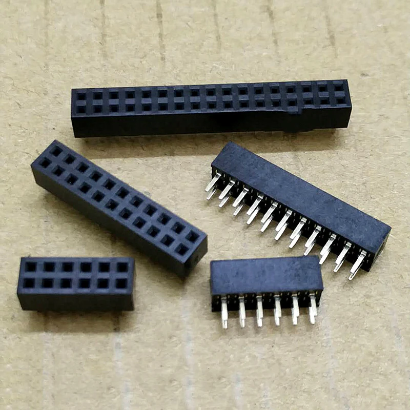 5pcs 2.0mm Double Row Straight Female 2-40P Pin Header Socket Connector 2x2/3/4/5/6/7/8/9/10/12/14/15/16/17/18/20/25/28Pin