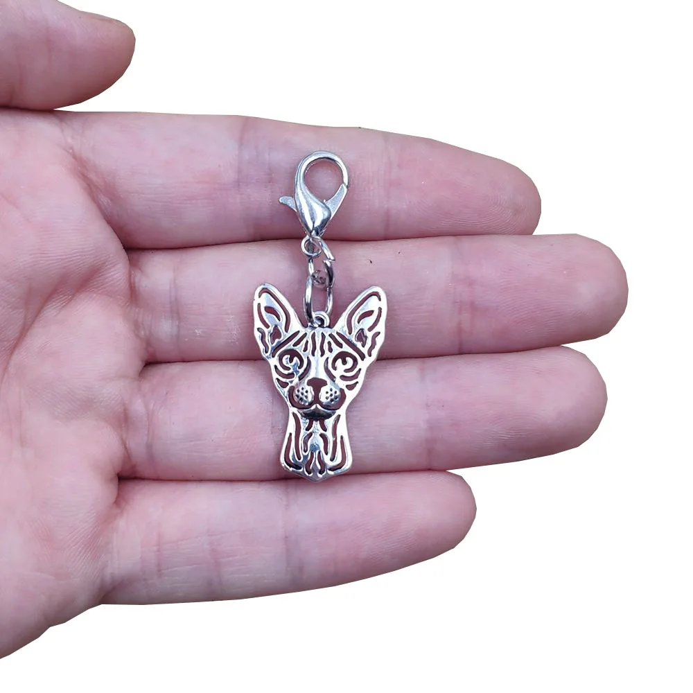 Sphynx Siamese Persian Bengal Lynx Tiger Lion Cheetah Cat Animal Keychain Key Ring Pet Retro Silver Plated Gift