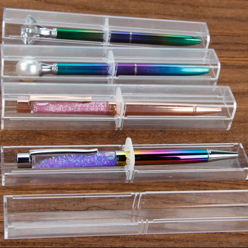 1pcs Fashion Business Office Gift Pencil Case Beautiful Transparent Plastic Pen Box Simple School Stationery Supplies