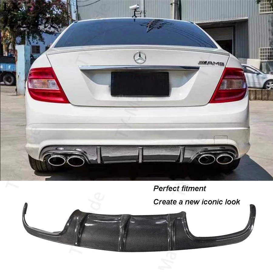 W204 Carbon Fiber/FRP Rear Bumper Diffuser Lip Spoiler for Mercedes Benz C-Class W204 C63 AMG C300 Sport Sedan Coupe 2008 - 2011