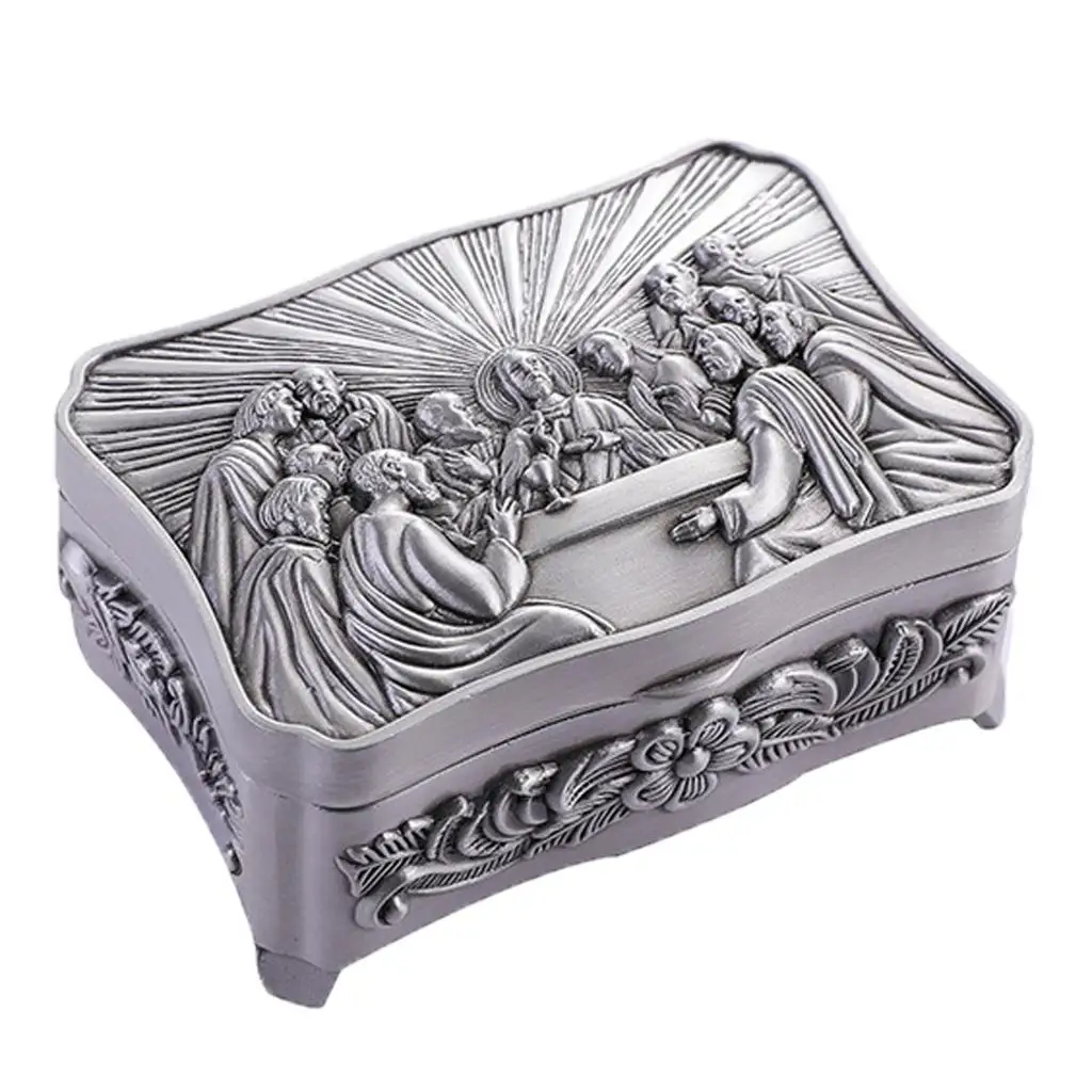 1x Jewellery Box for Women Engraved Trinket Box Vintage Silver Jewelry Case Gift