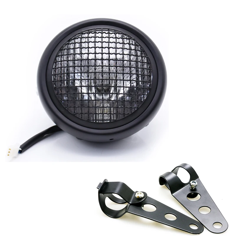 Motorcycle Retro Net Headlight Moto Grill Headlamp Universal Front Light for Honda GS CG Yamaha Cafe Racer Bobber Scooter Lights