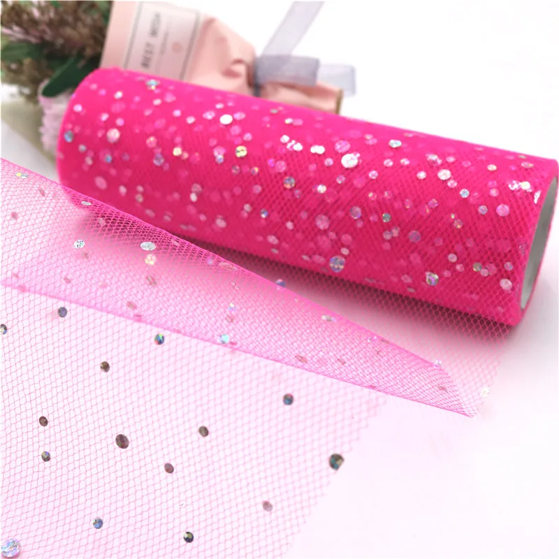 Baby Shower Glitter Sequin Tulle Roll 10 yard 15cm Spool Tutu Wedding Decoration Organza Laser DIY Craft Birthday Party Supplies