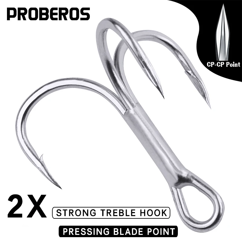 PROBEROS-Hameçons triples en acier à haute teneur en carbone pour pêche en eau salée, lot de 20 pièces, 1 #-2 #-4 #-6 #-8 #-10 #-12 #-14 #