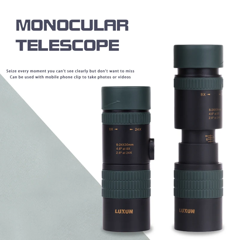 

Портативный монокулярный телескоп LUXUN 8-24X30, мощный профессиональный Монокуляр с HD зумом для кемпинга и охоты