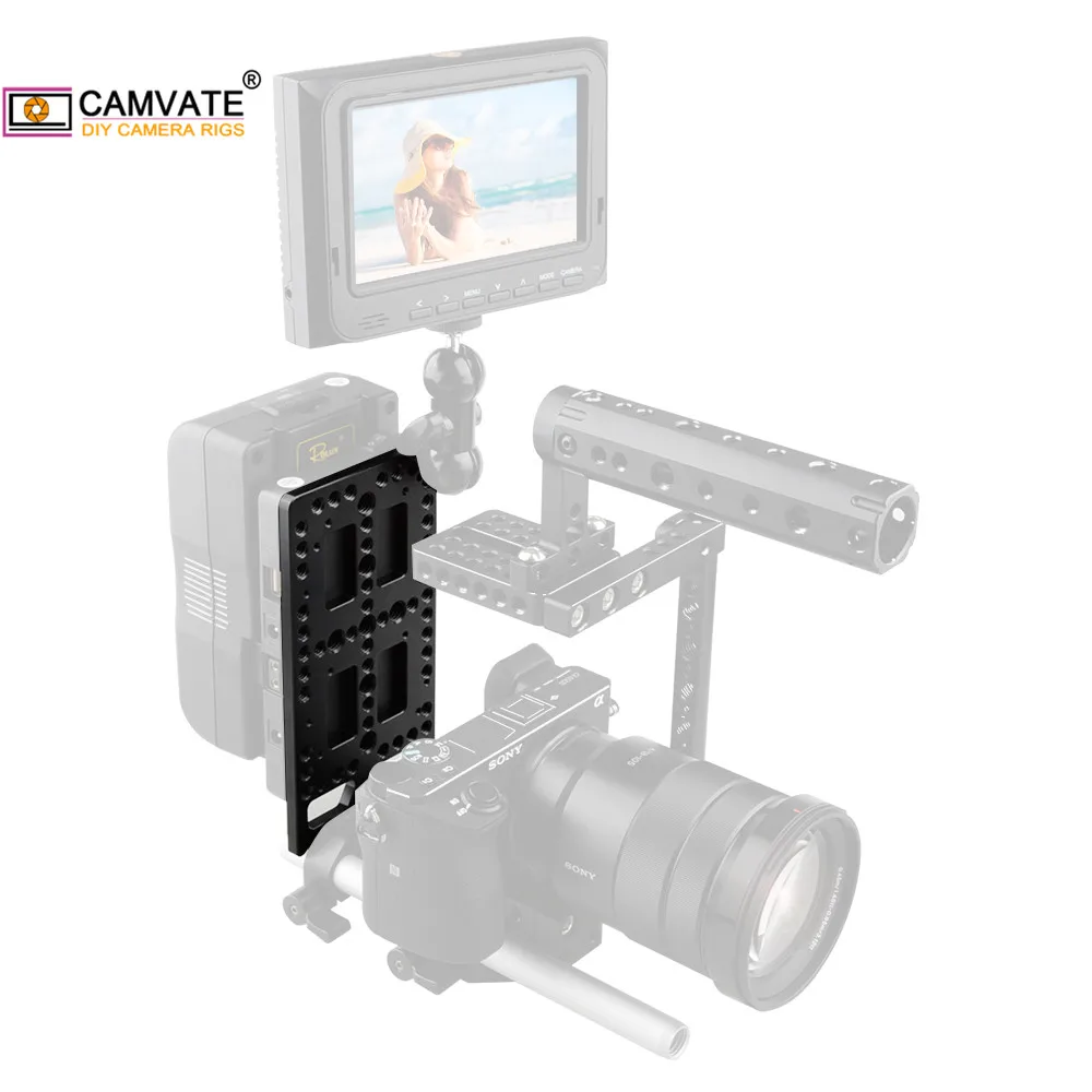 CAMVATEติดตั้งอเนกประสงค์แผ่นชีส/แบตเตอรี่Backboardแผ่นสำหรับกล้องDSLRแบตเตอรี่V-Lockแผ่น/Power Splitterติดตั้ง