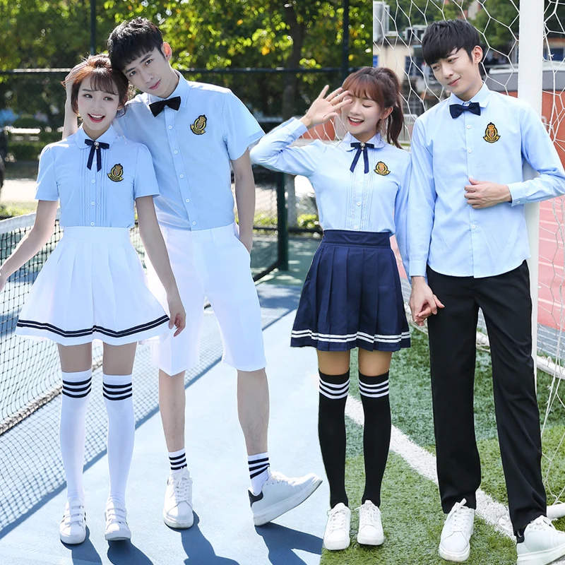 Graduation class service summer shirt school uniform Set small junior high school student college wind British style campus