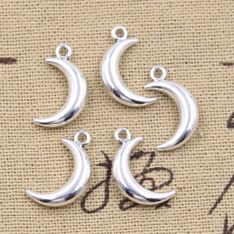 15pcs Charms Moon 18x10mm Antique Silver Color Pendants Making DIY Handmade Tibetan Finding Jewelry