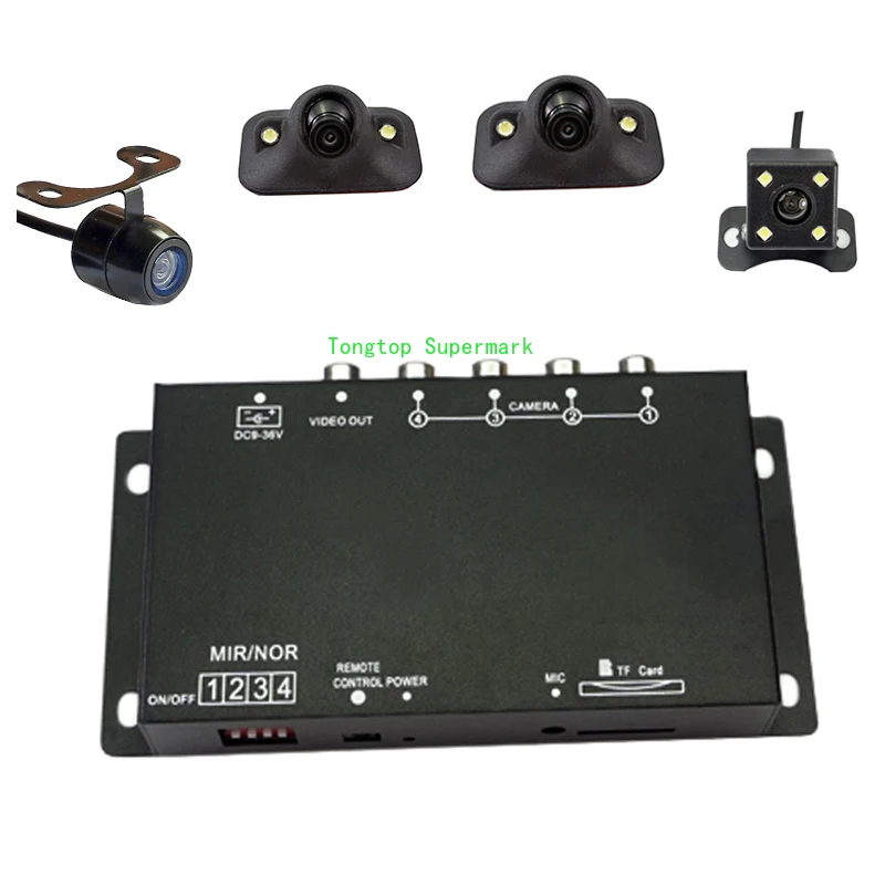 

DC 12V 4View Image Split-screen Car Recorder Full Parking View Camera Switch box With Front/Rear/Right/Left Cameras