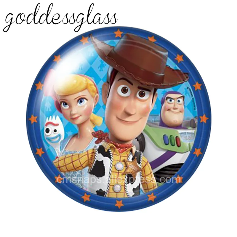 Disney Toy Story Woody Buzz Lightyear 10pcs 12mm/18mm/20mm/25mm Round photo glass cabochon flat back Necklace Making findings