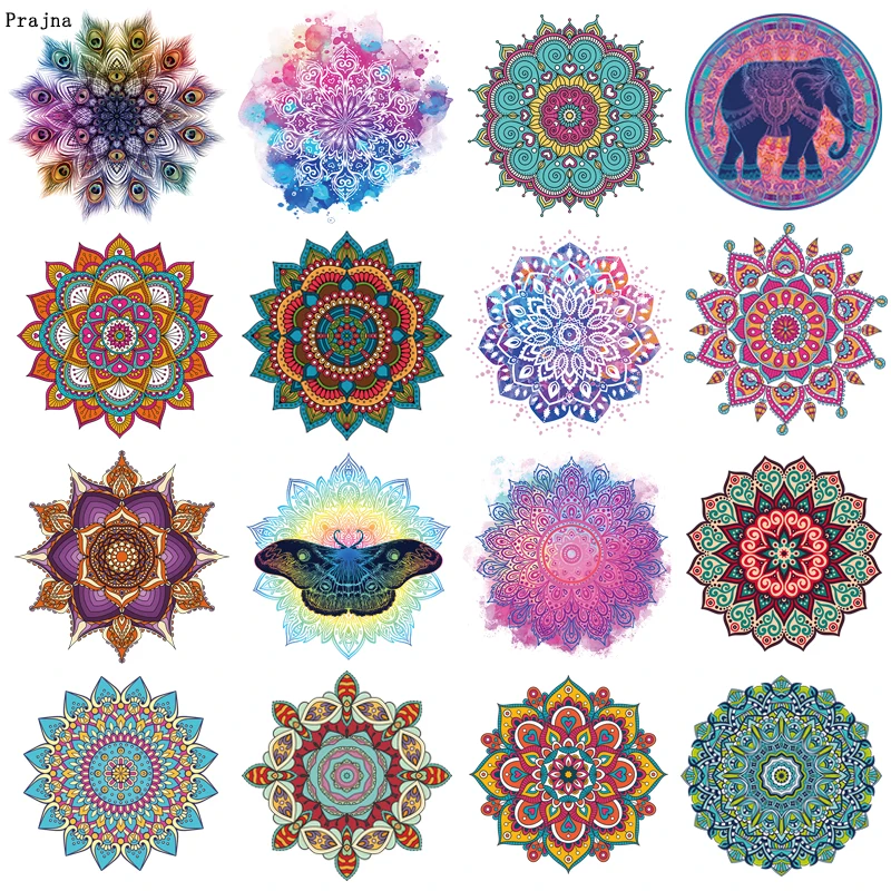 Prajna Iron On patch Mandala Flowers Heat Transfer fusibile Sticker Custom Fashion patch Heat Transfer fusibile Sticker