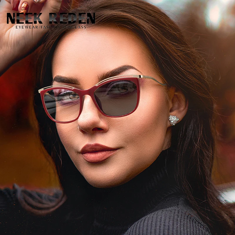 

Women's Blue Anti-Light Reading Sunglasses Retro Metal Frame Photochromic Presbyopia Eyewear With Diopters 0 +0.5 +1.75 +5.0