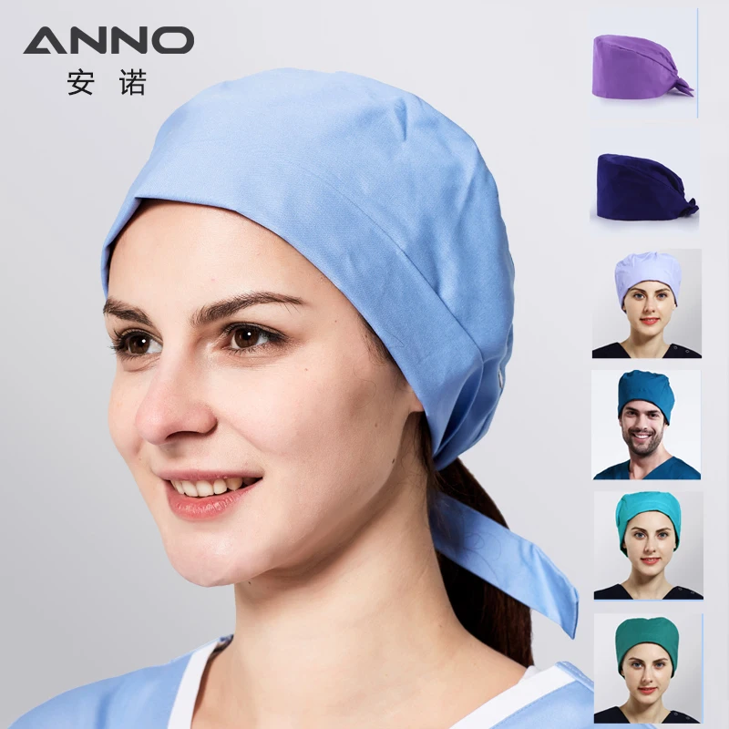 

ANNO Solid Color Scrub Caps Female Male Hospital Doctor Nurse Work Hats Nursing Accessorie Short or Long Hair Head Dress