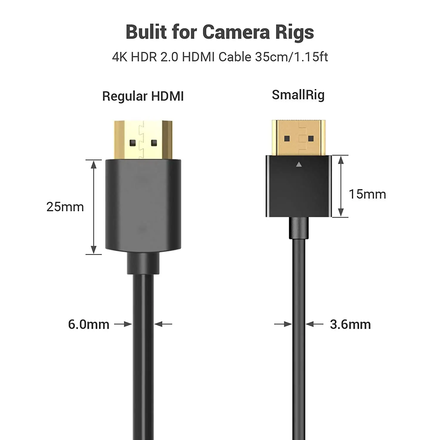 SmallRig Ultra cienki kabel 4K 35cm/ 55cm porty dla lustrzanka cyfrowa BMPCC 6K/Monitor/bezprzewodowy nadajnik wideo i kabel odbiorczy 2956B