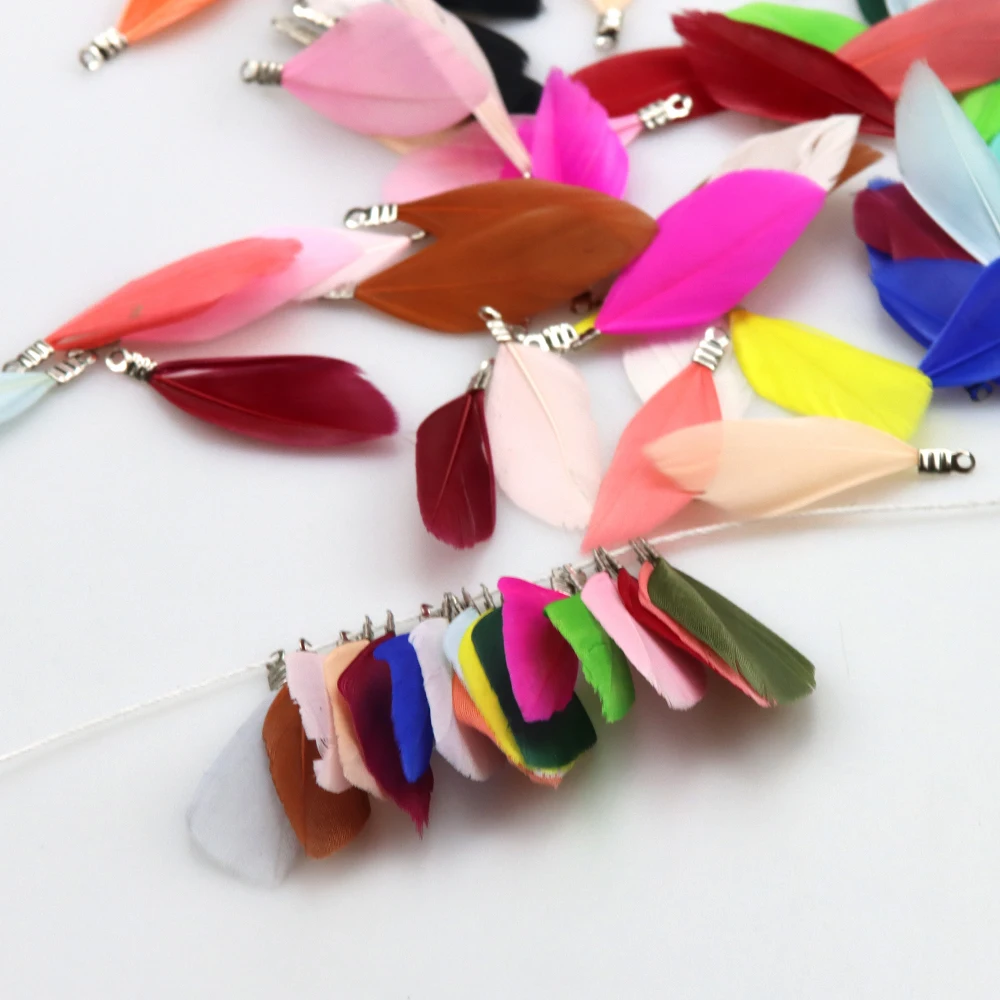 35mm 12Pcs/Lot Natural Feather Tassel  DIY Bracelet Necklace Jewelry Accessories Pendants
