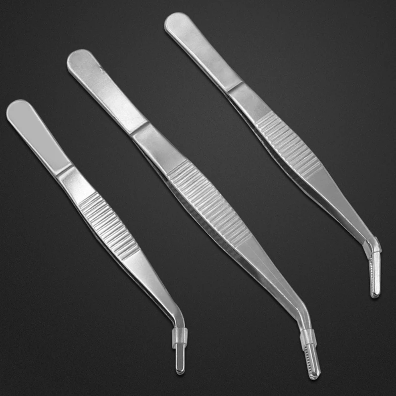 Pinça de aço inoxidável com 12.5/14/16/18cm, pinça curva ponta serrilhada, ferramenta de jardim diária, alicates multiuso