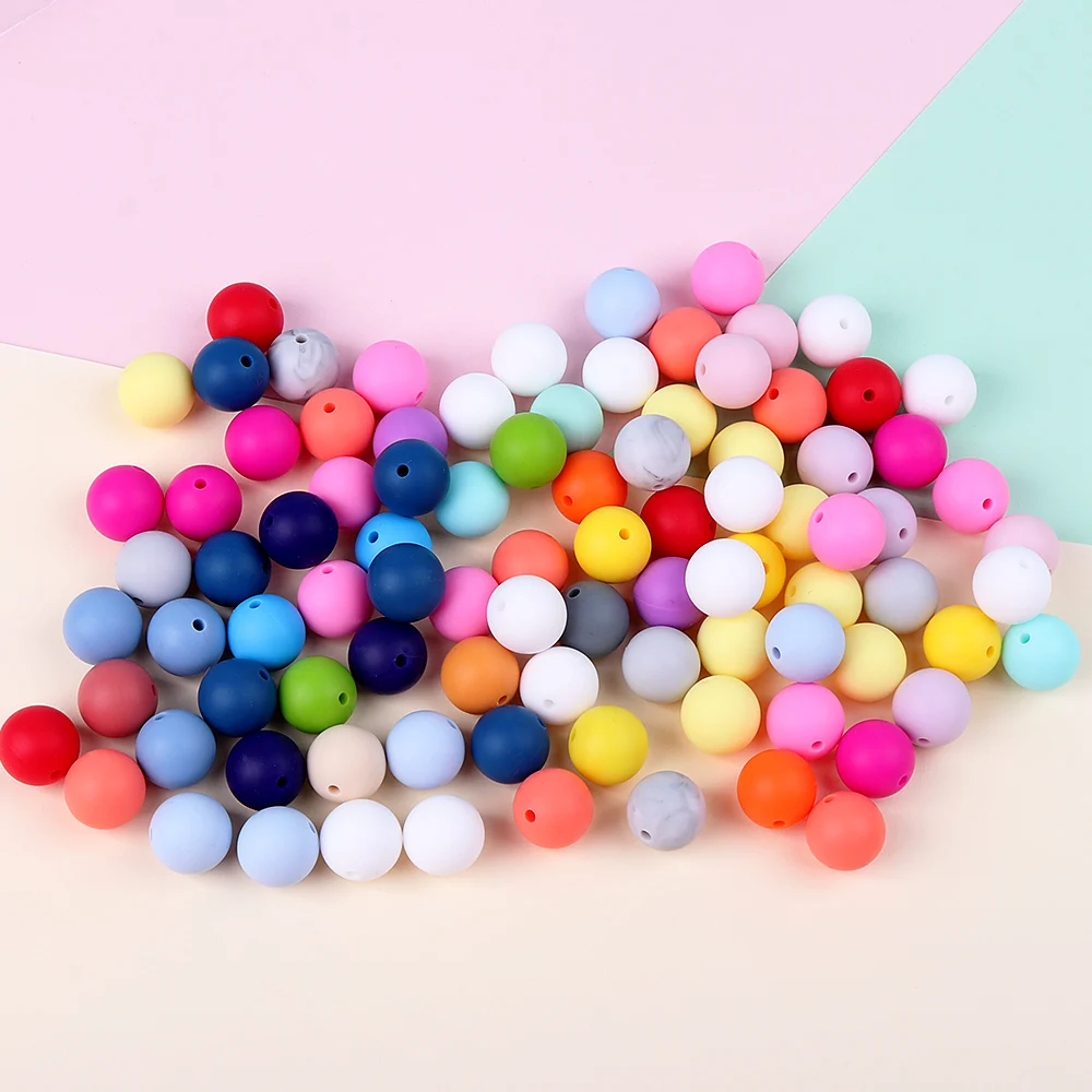 TYRY.HU 10Pcs Soft Silicone Bead Baby Teething Beads 15mm For Pacifier Chain Necklace DIY Accessories Round Beads BPA Free