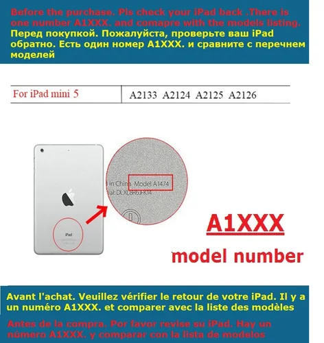 Imagen 2 del producto 7,9 ''Folio Coque para iPad mini 5th 2019 funda con soporte abatible A2133 A2124 cubierta transparente de PVC duro para iPad mini 2019 mini 5