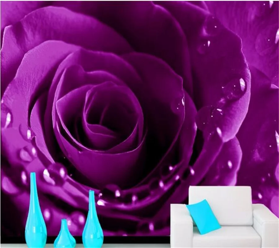 wellyu Custom large - scale murals of modern aesthetic simple elegant high - definition purple rose wallpaper wallpaper