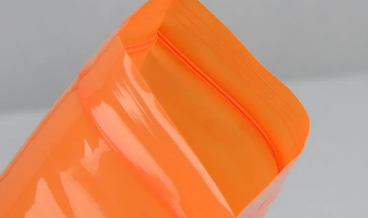 100pcs Thick Orange Plastic PE Zipper Packaging Bag Resealable Snack Coffee Beans Nuts Candy Party Gifts Outside Storage Pouches