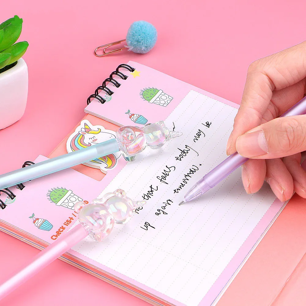 Transparent Unicorn Gel Pen Cute Black ink Neutral Pen 0.5mm Fountain Pen  School Student Office Fountain Pen Stationery gift