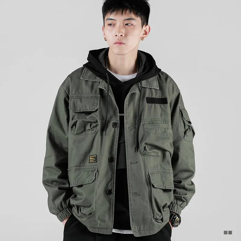 2020 Spring Autumn Jackets for Women Army Green Tooling Jacket Men's Popular Brand Multi-Pockets Loose Jacket Korean Style Men