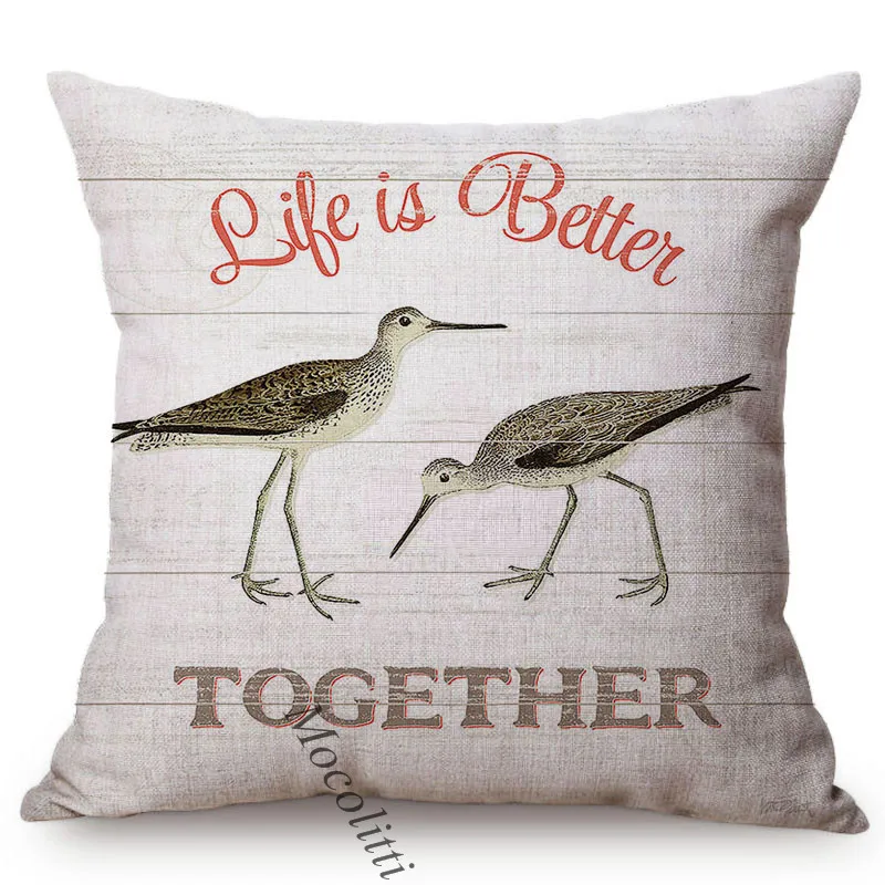 Ocean Animal Pattern Cushion Cover Lobster Crab Letter Printing Home Decoration Bed Sofa Throw Pillow Case Square Cushions Cover