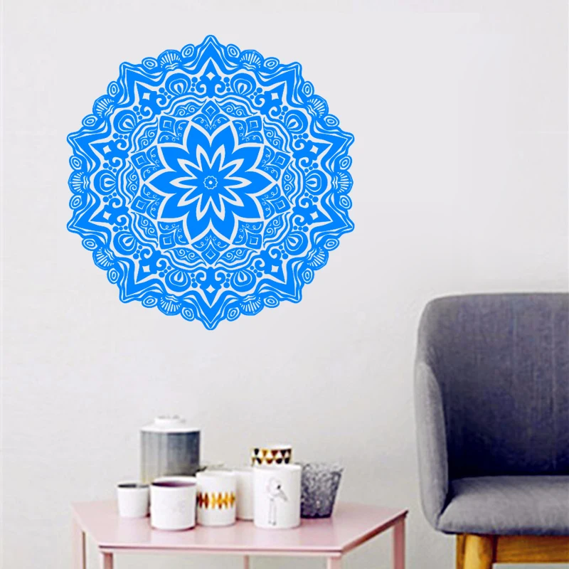 WJWY Indian Religious Art Wall Decals Mandalas Flowers Pattern Wall Stickers Home Decor Living Room Bedroom Removable Wallpaper