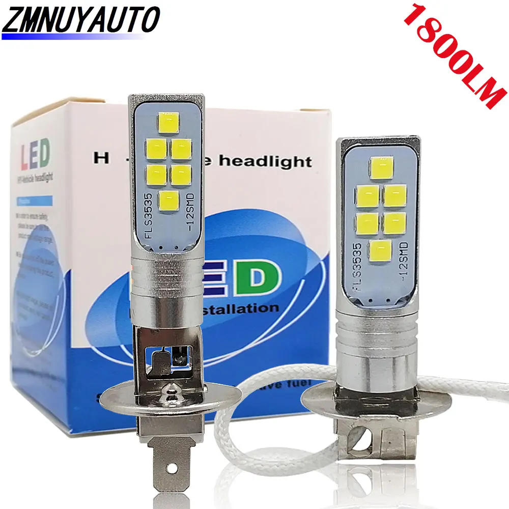 

2Pcs LED H3 Bulb Super Bright 12PCS 3535SMD Car Fog Lights 6500K H1 LED DRL Day Lamp Driving Day Running Lamp Auto 12V 24V White