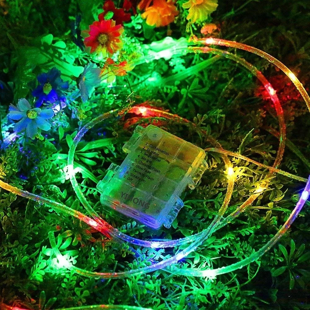 LED Rope Lights Battery Operated String Lights 33ft 100LEDs/16ft 50LEDs 8 Mode Fairy Lights Waterproof Lights Remote Control