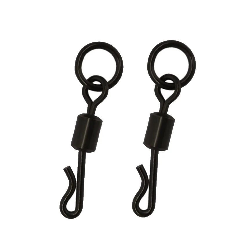 500pcs Carp Fishing Flexi Ring With Q-Shap Matte Black Swivel Big Eye Quick Change Solid Connector Tool Tackle Accessories Pesca