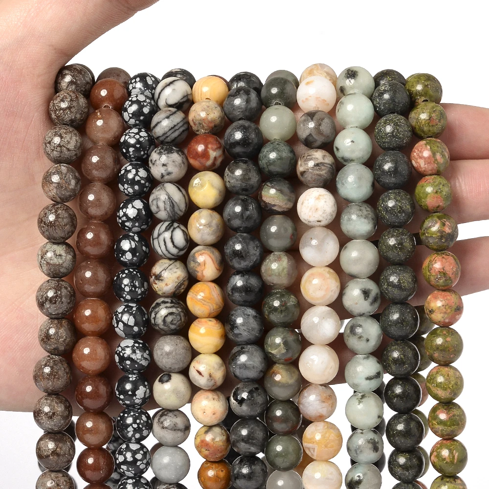 Natural Stone Beads Aventurine Lava Amazonite Malachite Crystal Beads for Jewelry Making DIY Bracelet Accessories 4/6/8/10/12mm