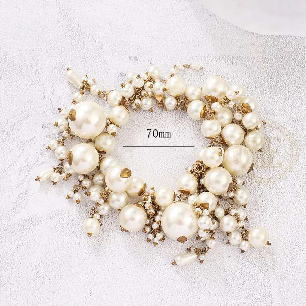 One Fashion Jewelry Bracelet Hand Connected Plastic Pearl - 70mm (BE12)