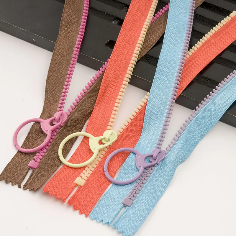 5PCS 15/20/25/30/35cm 3# Closed End Resin Zippers Pull Ring Zip Slider Head for Sewing Bags Wallet Purse Cloth Accessories Craft