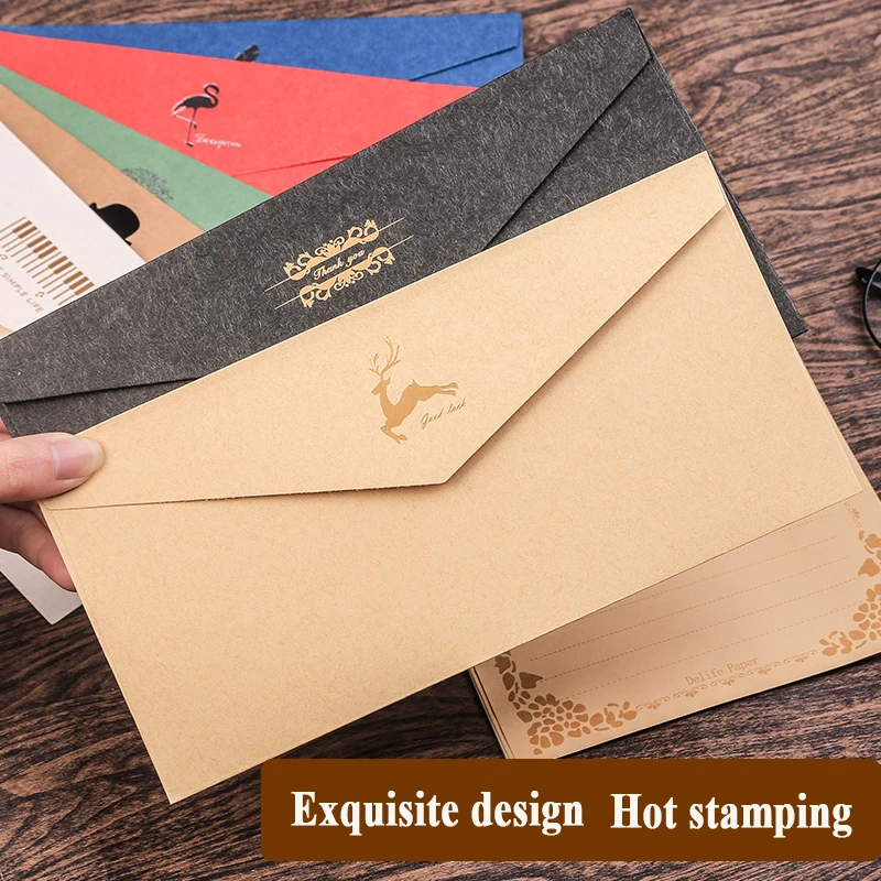 Retro Hot Stamping Envelop Liefdesbrief Papier Eenvoudige Stijl Leuke Kleur Stickers Blanco Papier Bericht Kaart