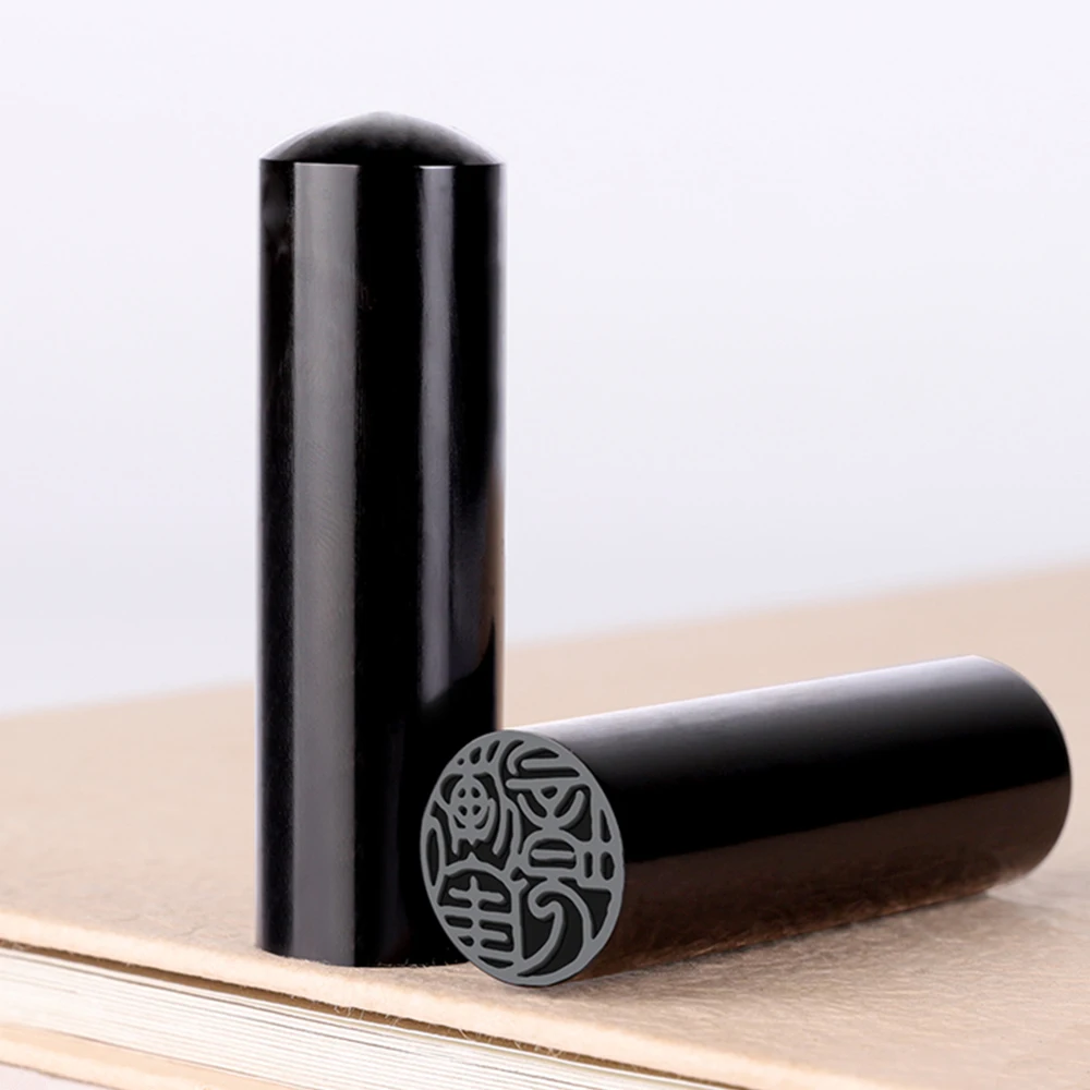 Chinese Traditional Style Black Color Decoration Stamp With Portable Box For Painting Calligraphy Retro Personal Seal For Friend