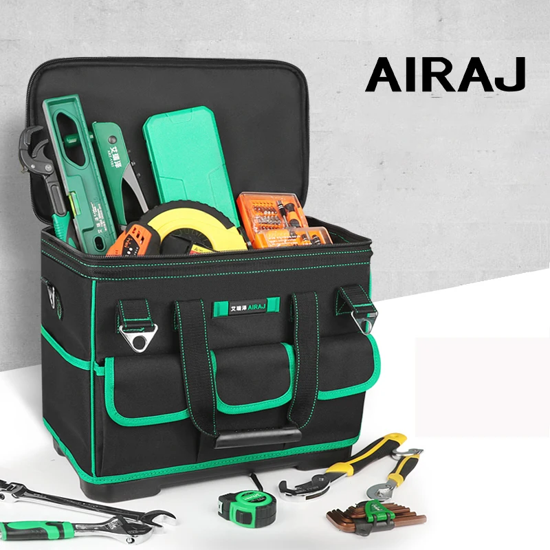 AIRAJ bolsa de herramientas de gran capacidad, bolsa de electricista multifunción, anticaída y resistente al desgaste, para carpintería
