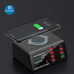 100W 8 Ports USB Fast Charging Station Quick Charge 3.0 Adapter HUB Wireless Dock Station PD Fast Charger For Mobile Device