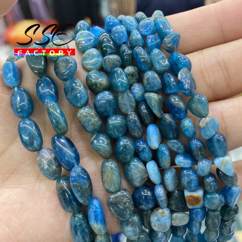 Natural Irregular Blue Apatite Stone Beads Loose Spacer Bead for Jewelry bracelet making DIY Accessories Wholesale 6-8mm 8-10mm image 2