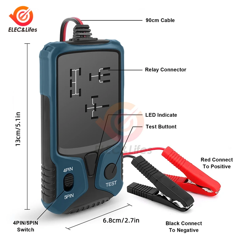 Car Relay Tester 12V Electronic Automotive Relay Tester Universal For Auto Battery Checker Alternator Analyzer Diagnostic Tool