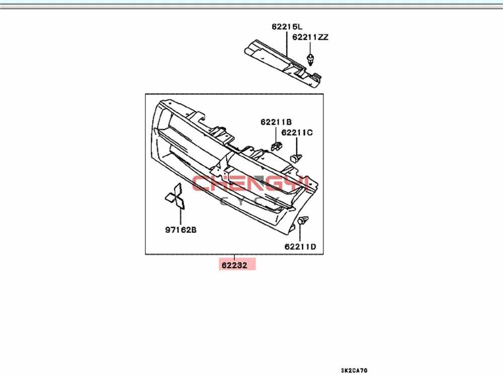Front Bumper Grille For Mitsubishi PAJERO V73 V75 V77 Bumper Net For Montero Old 2000-2002 Chrome MR387982
