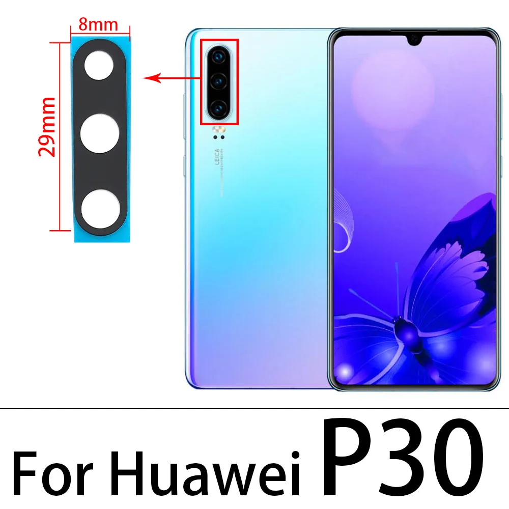 2Pcs/Lot , Back Camera Glass For Huawei P20 Pro P30 Lite Rear Camera Glass Lens with Glue Replacement Parts + Tool