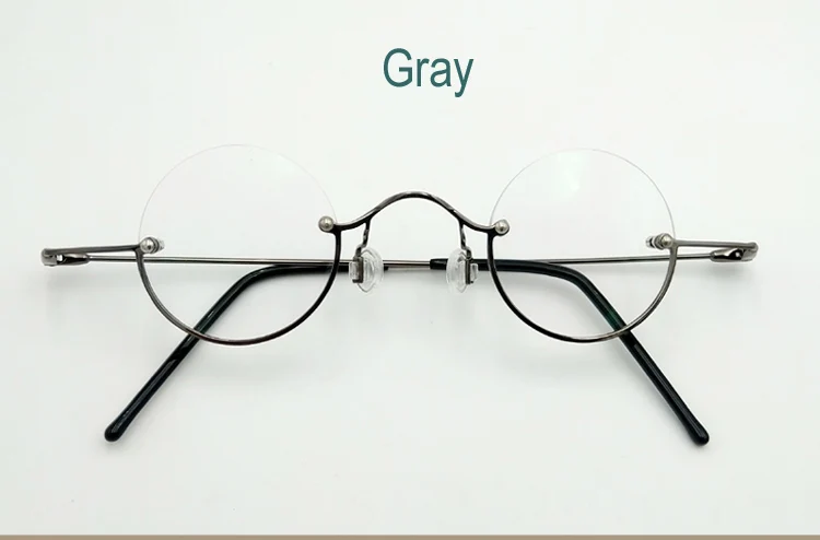 Vintage Kleine Runde Halbrand-Lesebrille mit Blaulichtfilter, Retro Runde Rahmenlose Presbyopie Korrektionsbrille – Detail 9