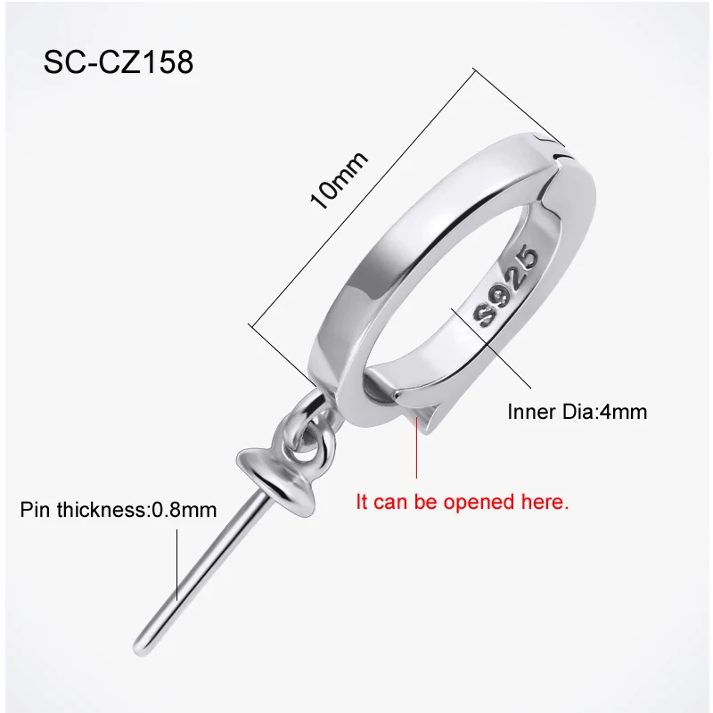 Imagem -05 - Prata Esterlina Pingente Fechos para Pérolas Colar Jóias Fazendo Acessório Fechadura de Prata Pura Conexão Fivela Sc-cz155 S925