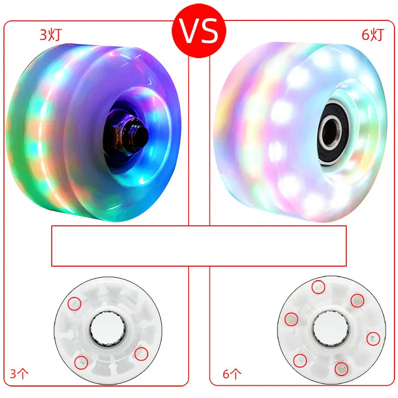 Double Row Roller Skate Luminous Wheel 6 Color Light Wheel Four-wheel Roller Skate Flash Wheel Roller Skate Accessories 82a