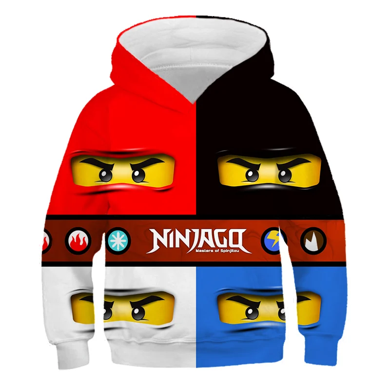 2021 New Toddler Baby Fun Cartoon Anime Hoodie Sweater Top Kids Boys Girls Casual Fashion Sports Jacket Lego Ninja HD Print