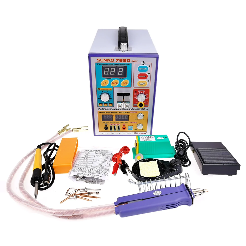 

SUNKKO 769D Battery Spot Welding Machine Lithium Battery Assembly Solder Battery Double Pulse Welding Machine For 18650 Battery