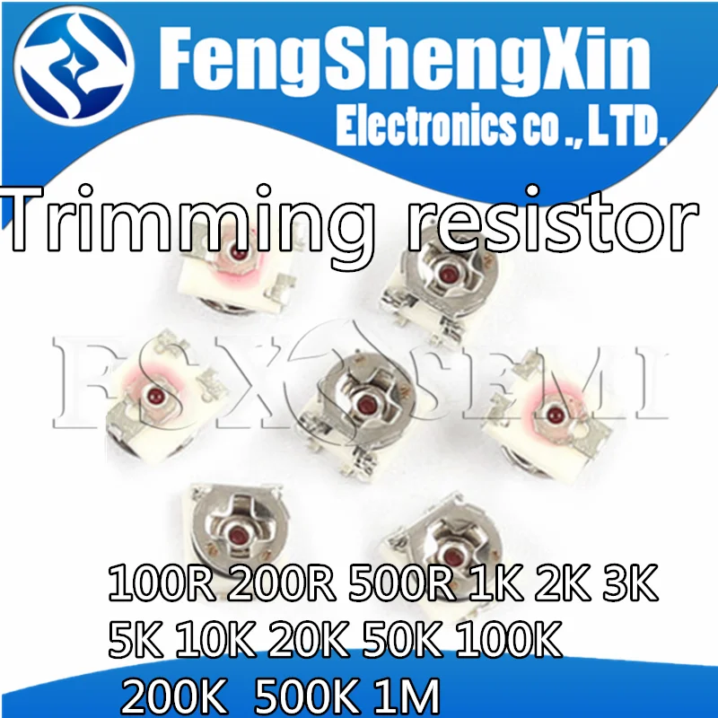 20pcs Trimming resistor 3*3 EVM3ESX50B14 100R 200R 500R 1K 2K 3K 5K 10K 20K 50K 100K 1M 200K 500K Adjustable 3x3 Potentiometer