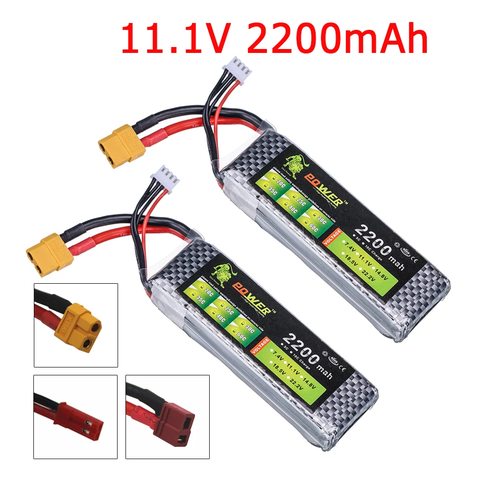 

5PCS 3S Lipo Battery 3S 11.1V 2200 mAh T/XT60/TRX/JST/Banana/XT30 plug for Quadcopter RC Car Airplane T-REX 450 Helicopter Part